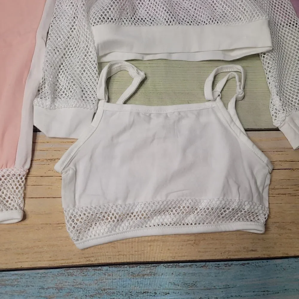 ‎Toddler Girl's 3 Piece Mesh Tracksuit Outfit